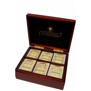 Bioprograma Червена дървена кутия с 6 вида чай