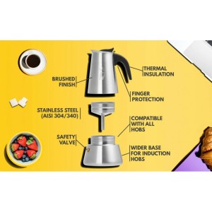 Madamin Moka Pot кафеварка 6 чаши бронз
