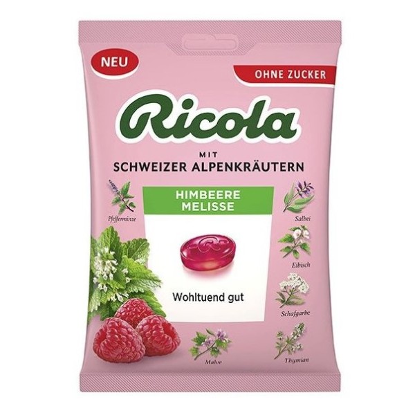 Ricola Малина и маточина билкови бонбони без захар 0.075 кг
