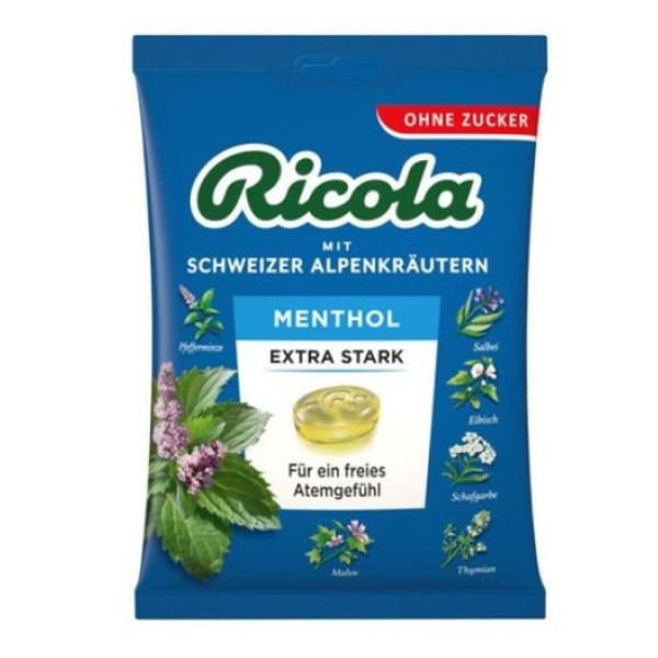 Ricola Ментол Екстра Стронг билкови бонбони без захар 0.075 кг